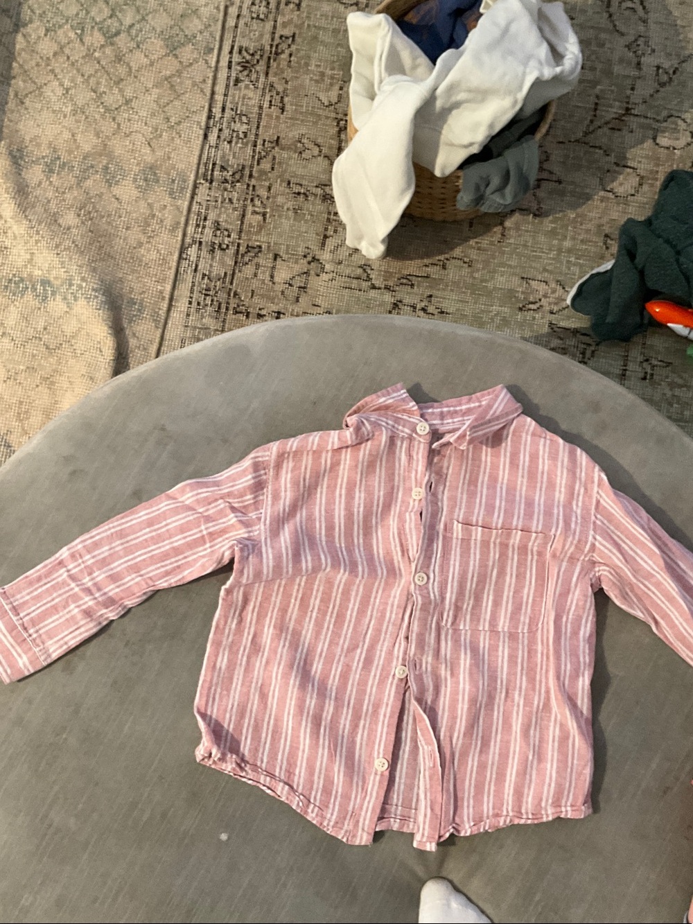 Zara Pink and White Striped Button-Down Shirt